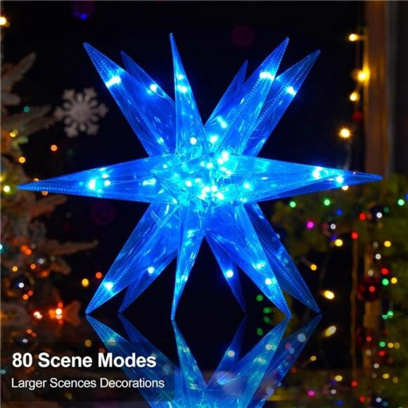 Christmas Tree Topper, 13.8" Smart Tree Decor, Crystal-Like 3D Polygonal Shell - Picture 4 of 7